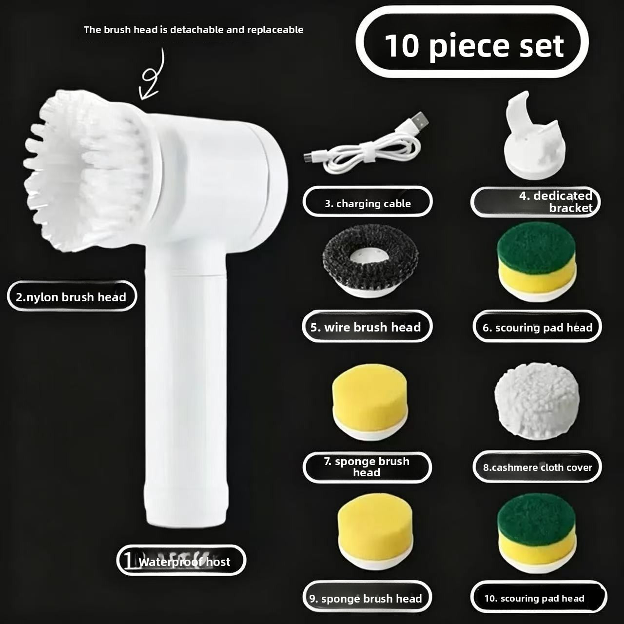 Multi-Functional Handheld Wireless Electric Cleaning Brush
